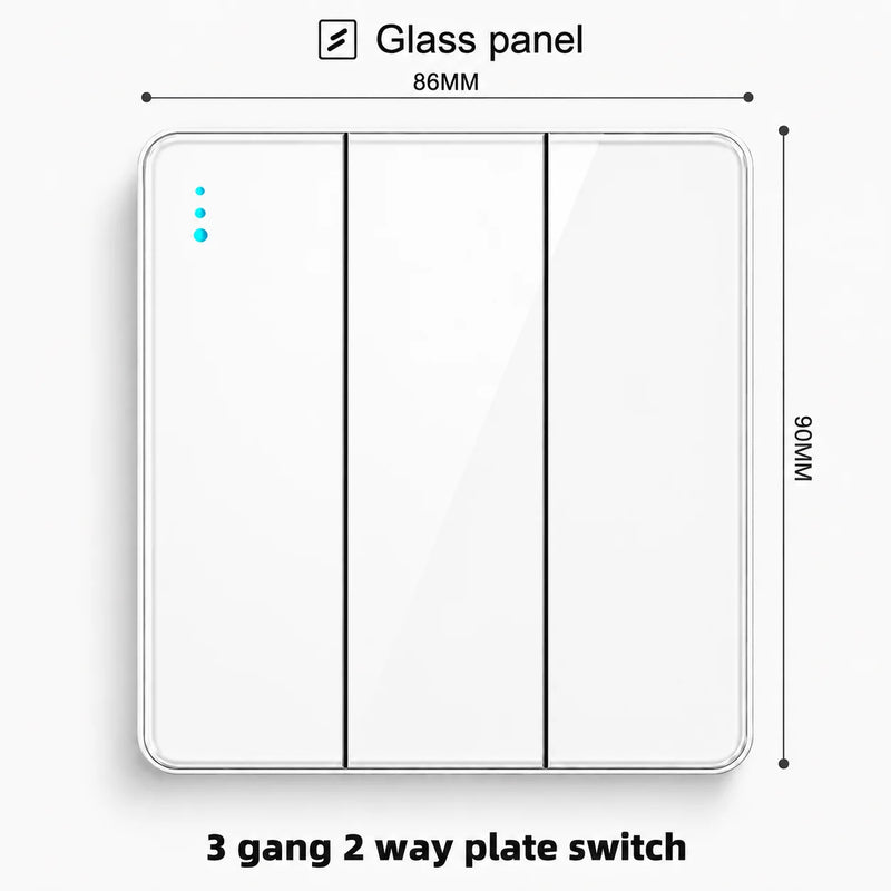White Tempered Glass 2Way Wall Light Switch, UK Wall 18W Type-C Fast Charging USB Socket, Universal Electrical Outlet Plug 220V