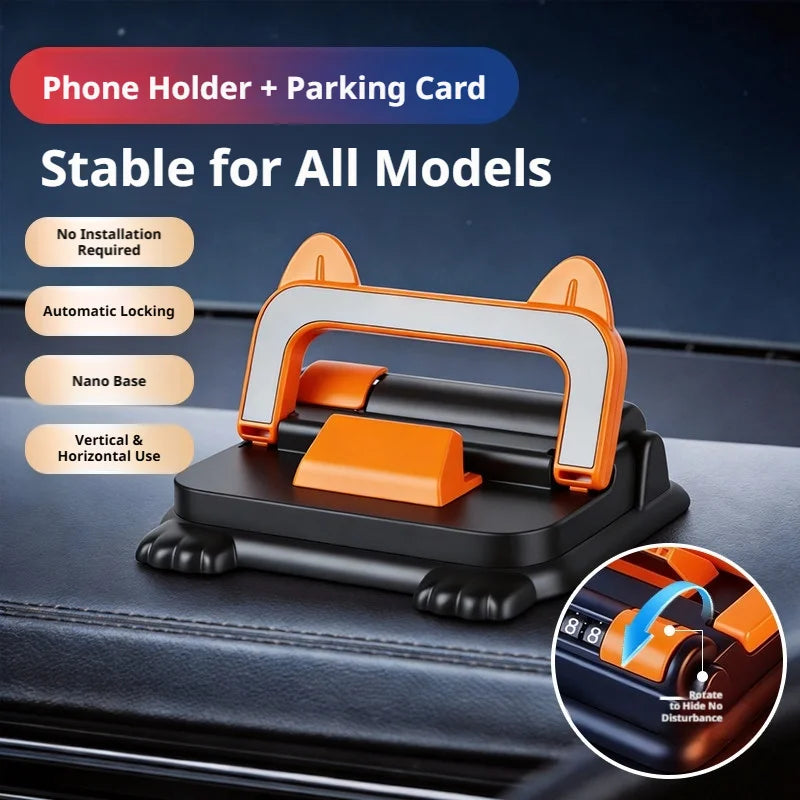 SEAMETAL Universal Car Phone Holder 2-in-1 Temporary Car Parking Number Plate Rotatable GPS Navigation Stand for Car Accessories