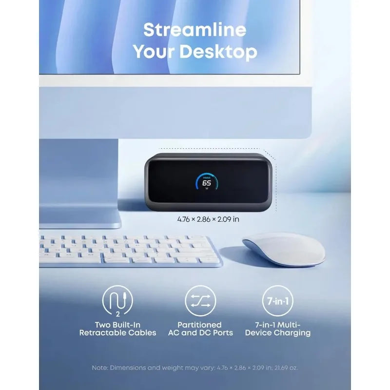 ខ្សែសាក Anker Nano Desktop 100W PD លឿន 66W សម្រាប់កុំព្យូទ័រយួរដៃ iPhone Huawei