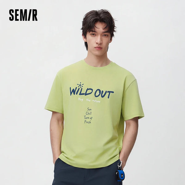 អាវយឺតបុរស Semir រចនាបថប៉ាក់អក្សរពណ៌សម្រាប់កីឡាក្រៅផ្ទះ ការពារកាំរស្មីយូវី ប្រឆាំងបាក់តេរី អាវធម្មតារដូវក្តៅឆ្នាំ ២០២៦