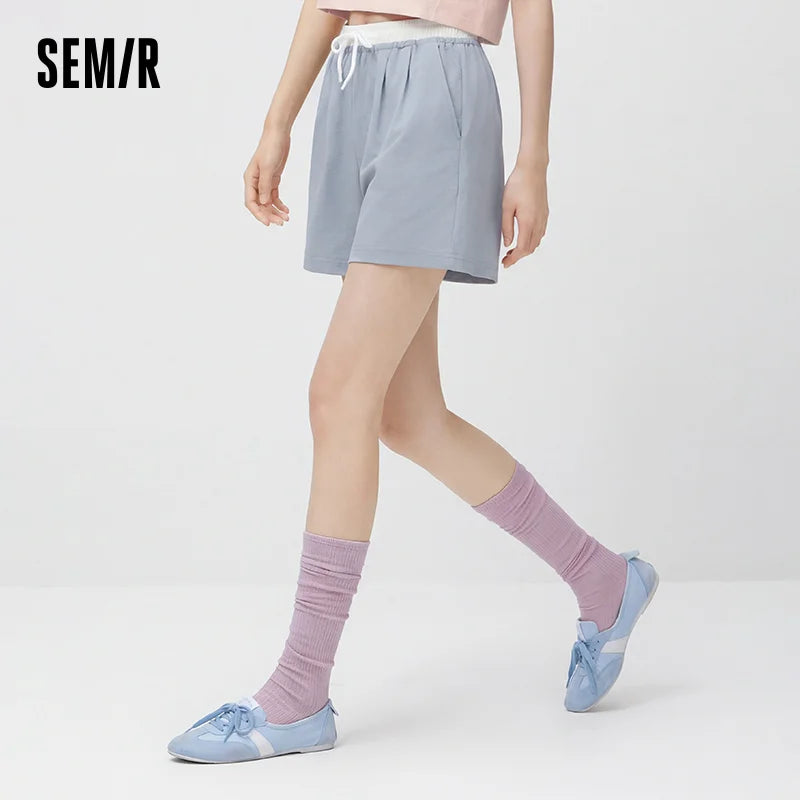 Semir Womens Shorts 2026 Loose Draped Pleated Texture Elastic Waist Casual Soft Comfortable Breathable