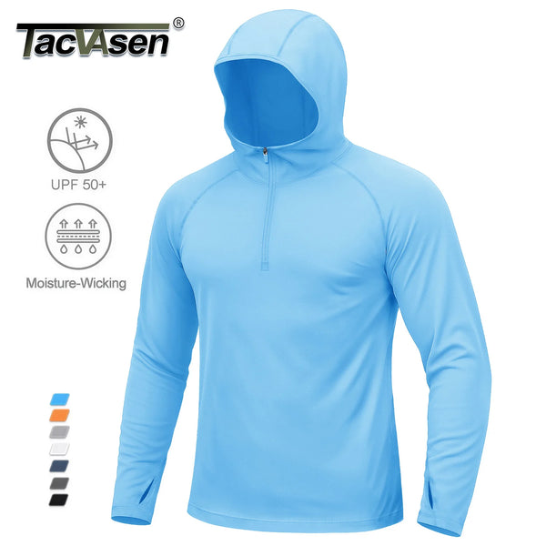 TACVASEN Mens 1/4 Zip UPF 50+ Shirts Sun Protection Running Surfing Athletic Shirt Lightweight Rash Guard Long Sleeve Hoodie