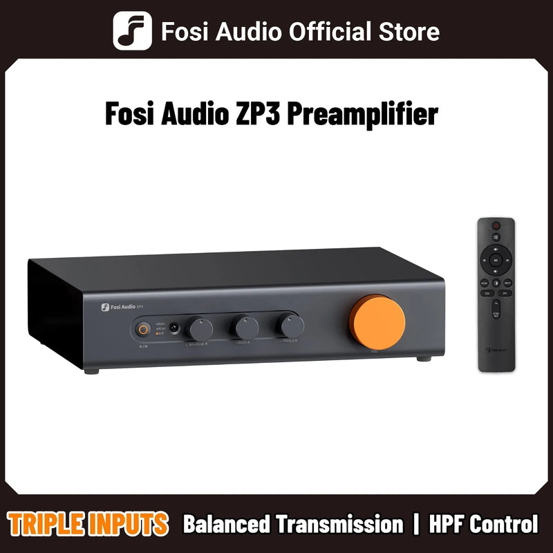 ឧបករណ៍បំពងសម្លេងជាមុន Fosi Audio ZP3 ជាមួយឧបករណ៍បំពងសម្លេងជាមុន HiFi XLR/RCA/SUB OUT 3-in/3-out ជាមួយនឹងការគ្រប់គ្រងសម្លេង HPF High Pass Filter