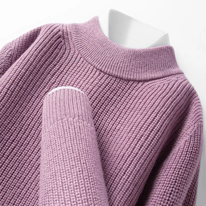 Men's 100% Merino Wool Crew-Neck Sweater -  Soft Textured Knit Business Casual Pullover Sweatshirt