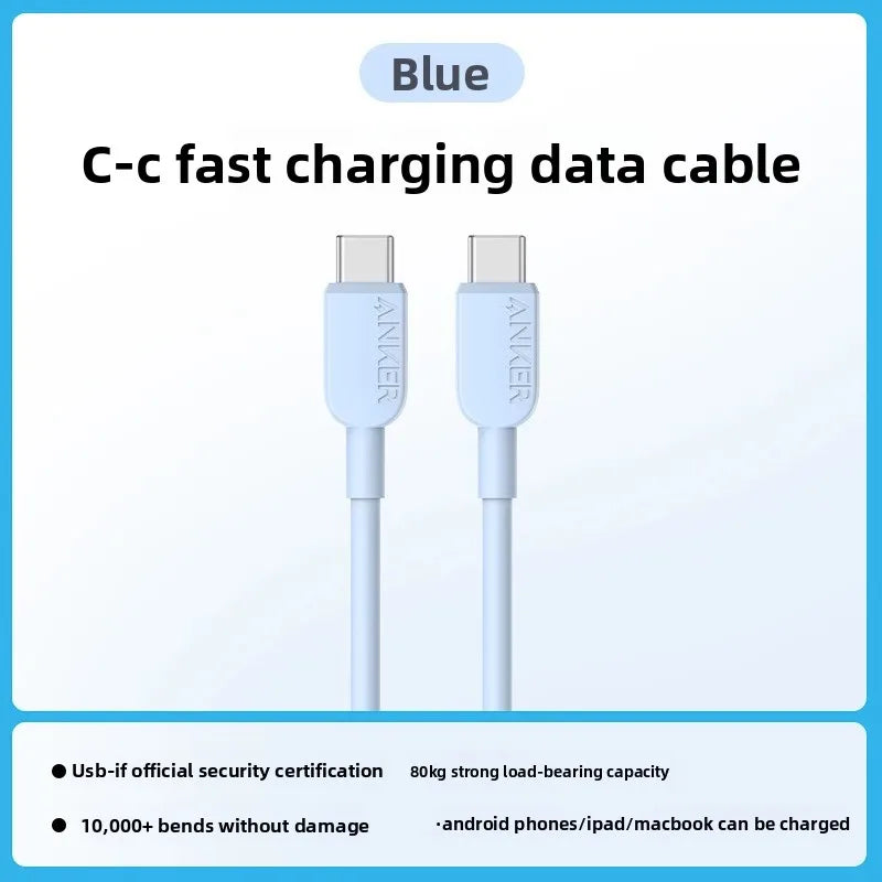 ខ្សែសាកទិន្នន័យ Anker ប្រភេទ C ពីរ ស័ក្តិសមសម្រាប់ទូរស័ព្ទ MacBook និង Huawei ក្បាលពីរ សាកថ្មលឿន 81E2 សម្រាប់ម៉ូតូ គ្រឿងអេឡិចត្រូនិច