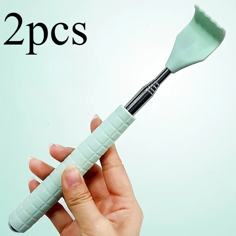 Extendable Back Scratcher, Stainless Steel Portable Telescopic Rubber Handle Back Scratchers，Portable Acupoint Massager scalable