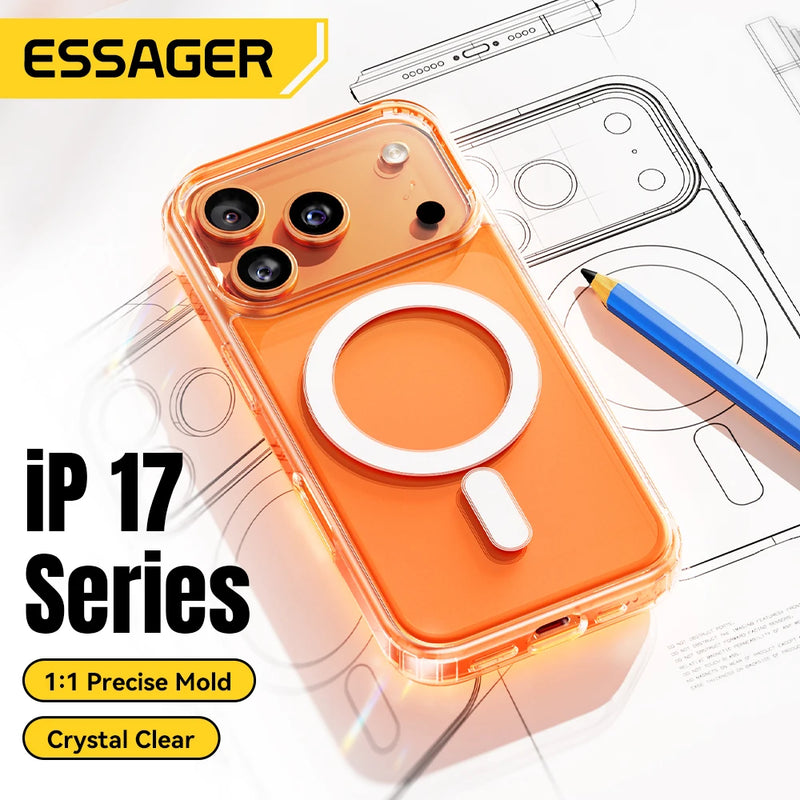 ស្រោម ម៉ាញេទិក Essager សម្រាប់ iPhone 17 Series ស្រោមការពារការប៉ះទង្គិច សាកថ្មឥតខ្សែ សម្រាប់ Magsafe សម្រាប់ iPhone 17 Pro Max 17 Air