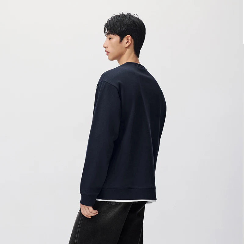 Semir Men Fleece Sweatshirt Layered Look Graphic Print 2026 New Winter Daily Wear Urban Casual Style Cold Weather Layering