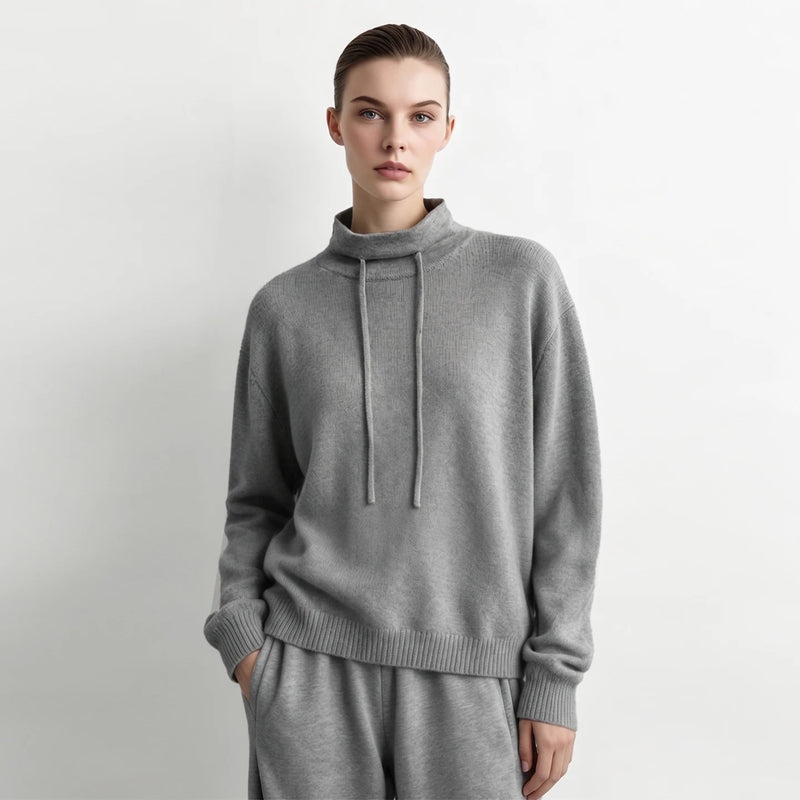Amii Turtleneck Long Sleeve Knitted Pullover Women's Sweater Loose Fit Drop Shoulder Business Casual Minimalist Top 12623039