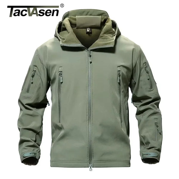 TACVASEN Solid Waterproof Fleece Lined Jacket Mens Jacket Softshell Outwear Coat Windbreaker Outdoor Warm Clothes with Pockets