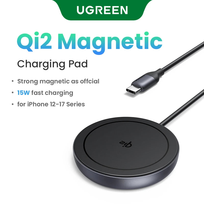 UGREEN Qi2 15W Magnetic Wireless Charger For iPhone 16 15 Pro Max Magnet Induction Charger Wireless Fast Charging Pad