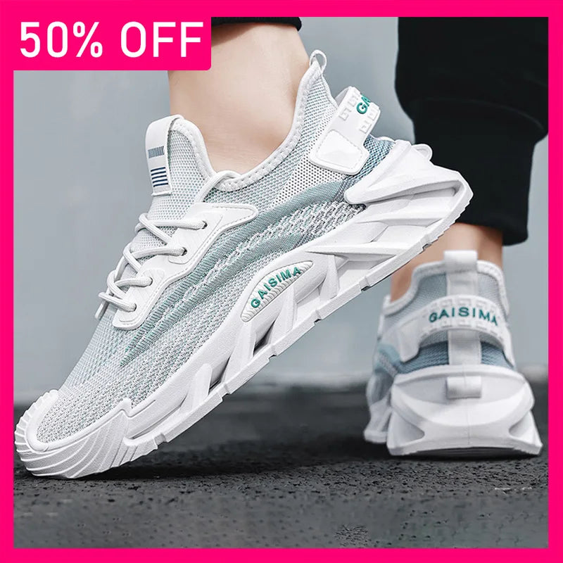 Men Sports Shoes Summer Breathable Mesh Lightweight Fashionable Lace Up Tennis Shoes Daily Wear Street Fitness Shoes for Men