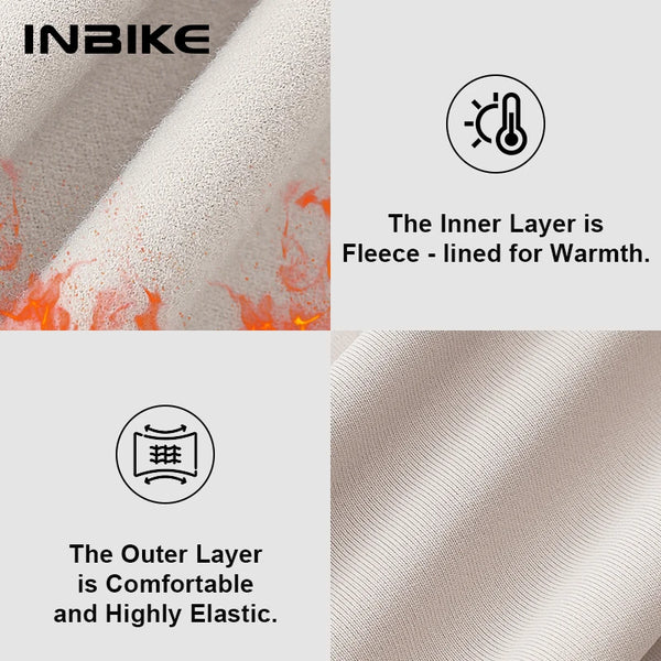 INBIKE Winter Cycling Clothing Set Women Fleece Thermal Long Sleeve Jersey and Bib Pants Windproof Warm Riding Road Bike Suit