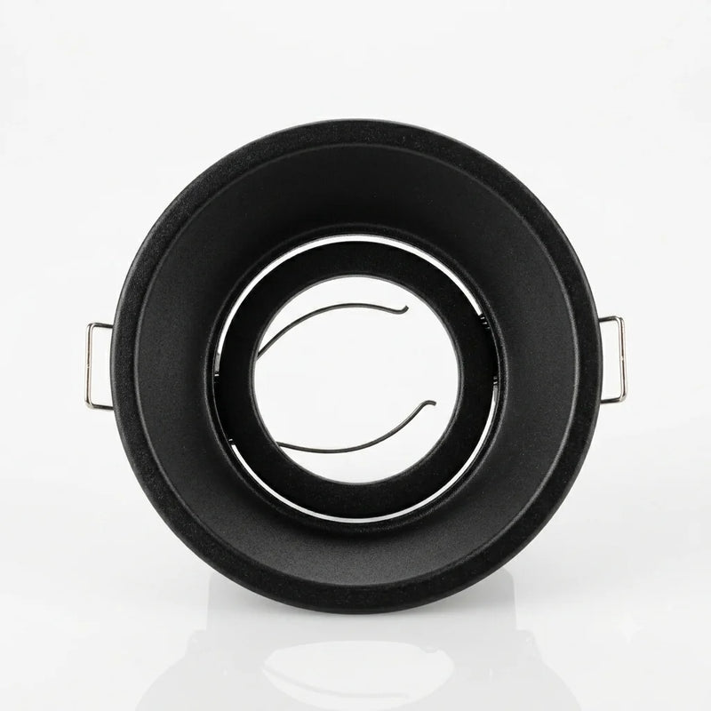 ស៊ុមភ្លើងបំភ្លឺ JOYINLED GU10 MR16 ការតុបតែងពិដាន LED ដែលអាចលៃតម្រូវបានសម្រាប់អំពូលភ្លើងកាត់ចេញ 60mm ពណ៌ខ្មៅ ស