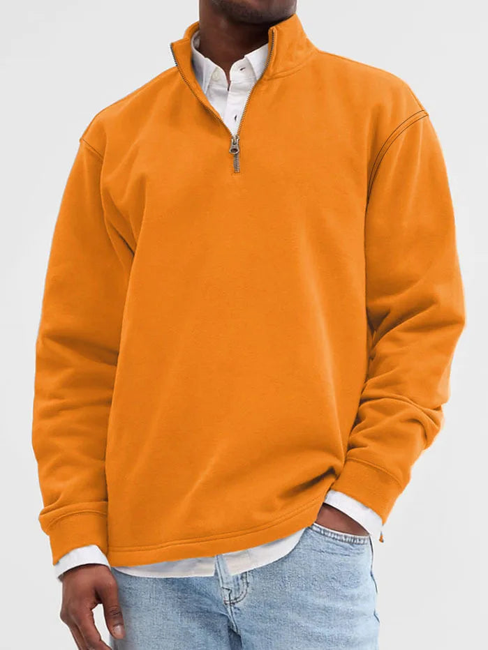 Men's Half-Zip Knit Hoodie – Soft Gray Pullover with Relaxed Fit, Modern Drop Shoulder Design 13 Colors Available