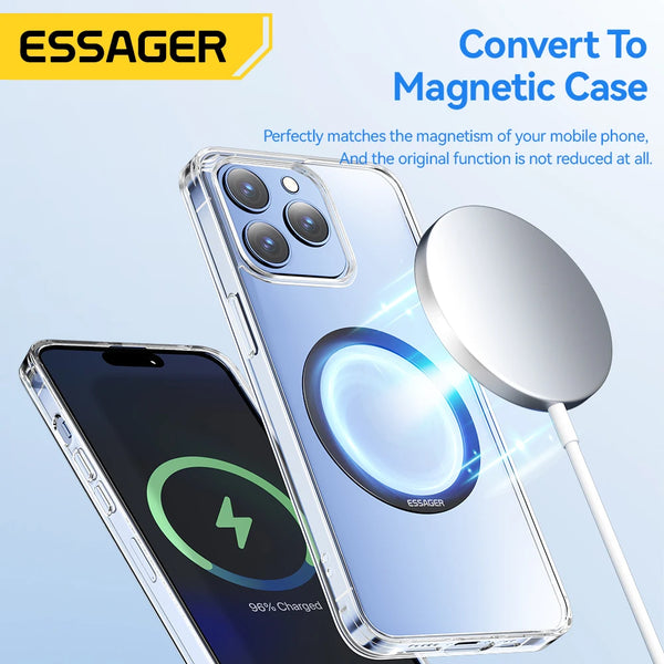 Essager Universal Magnetic Metal Ring for iPhone 16 15 14 13 for Magsafe for Samsung Xiaomi Wireless Charging Plate 8/6/4/2PCS