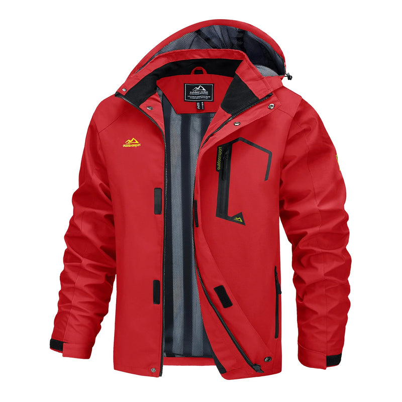 TACVASEN 2025 Lightweight Waterproof Rain Jacket Mens Mesh Lined Outdoor Windbreaker Fishing Hiking Jacket with Detachable Hood