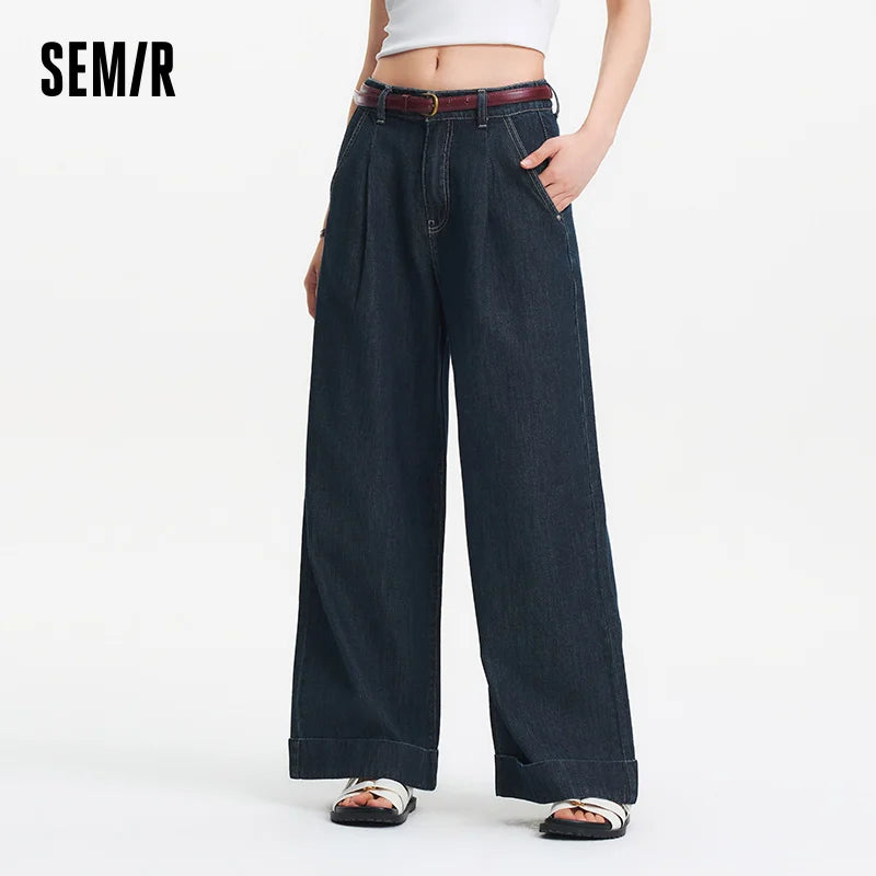 Semir Women Jeans Cotton 2026 Elastic Waist Loose Fit Wide Leg Urban Casual Everyday Style Soft Comfortable Daily Wear