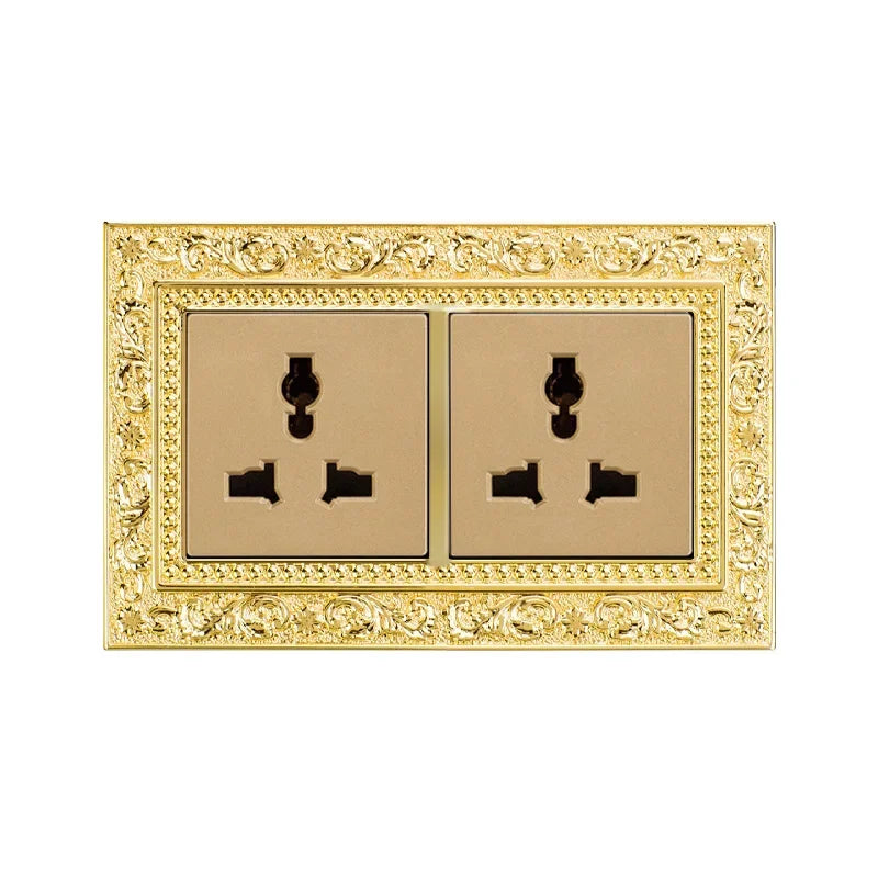 Luxury Vintage Push Button Switch 1/2/3/Gang 2Way,EU France Standard copper Wall socket,Universal light home switch power outlet