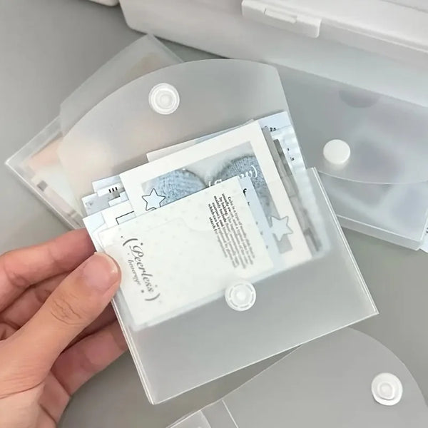 2pcs Flip-Top Lid Frosted Card Holder Box- Suitable for Business Cards,Stickers,Receipts,Minimalist Durable Storage Box.