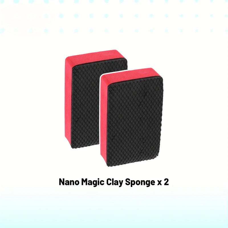 1~3pcs Nano Magic Clay Sponges Automotive & Multi-Surface Cleaning Natural Sponge, Cushion Foam & Anti-Slip EVA Car wash sponge