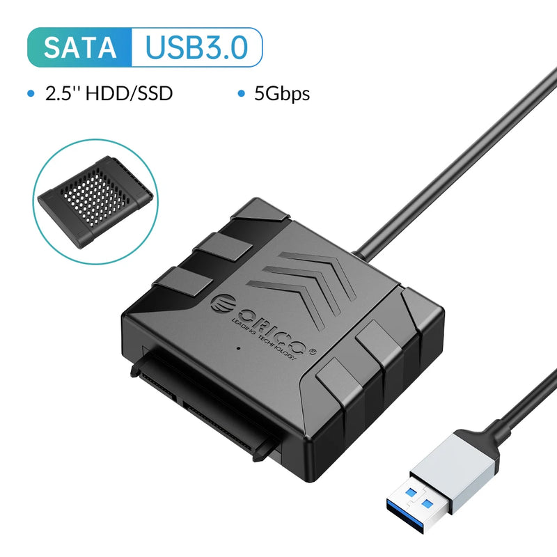 ORICO 2.5 Inch SATA Adapter with 2.5" Silica gel Box HDD Enclosure Case  for 2.5'' HDD/SSD External Hard Drive Disk 50 CM Cable
