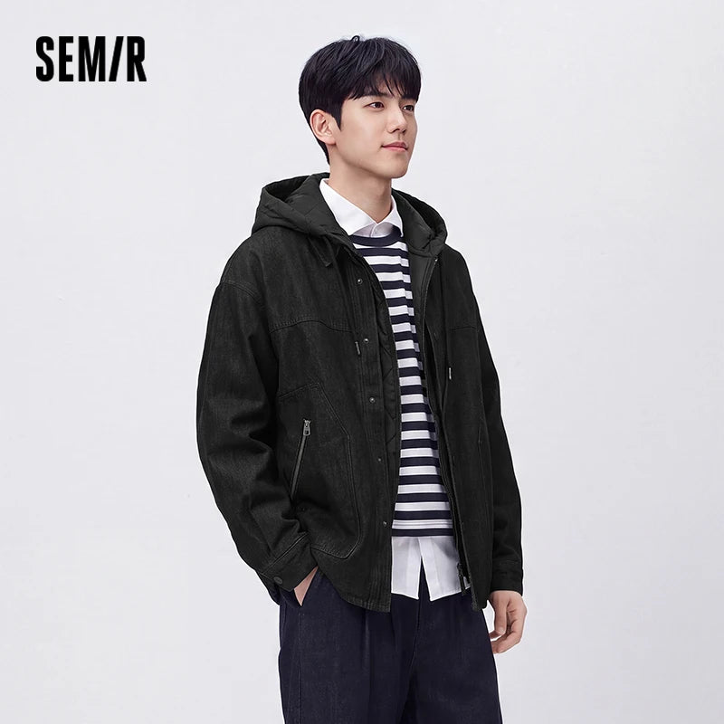 អាវក្រៅបុរស Semir មានក្រណាត់ស្រាល មានហ៊ូដពីរស្រទាប់ ការពារទឹក ស្រទាប់ខាងក្នុងអាចដោះចេញបាន អាចពាក់បានបីទិស ថ្មីឆ្នាំ 2026