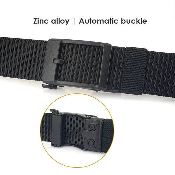 VATLTY 3.8cm Nylon Belt for Men Matte Black Automatic Buckle Casual Girdle Male Outdoor Hiking Belt Adjustable Waistband