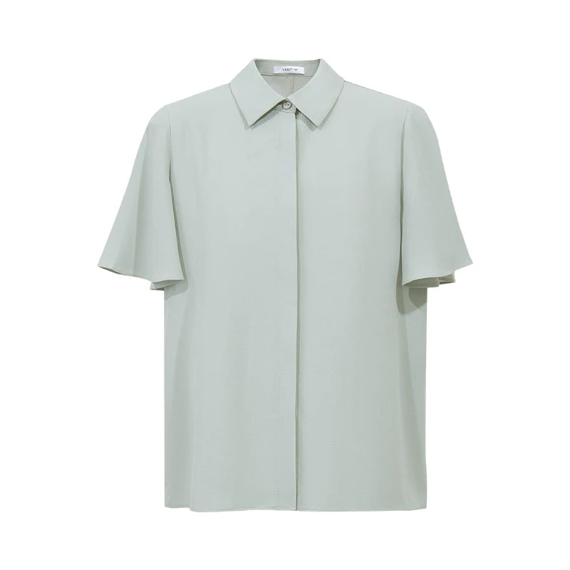Amii Chiffon Shirt 2026 Summer New Lapel Collar Butterfly Sleeve Women's Blouse Loose Fit Elegant Office Top For Women 12622181