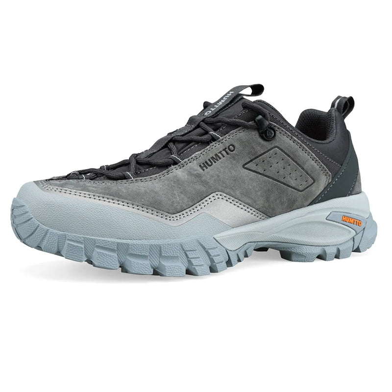 HUMTTO Mens Hiking Shoes Genuine Leather Cushioning Breathable Trekking Shoes for Men Non-slip Outdoor Designer Man Sneakers