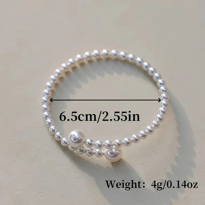 1pc of minimalist luxury adjustable opening faux Imitation Pearl bracelet, French-style elegant niche design Women's accessory