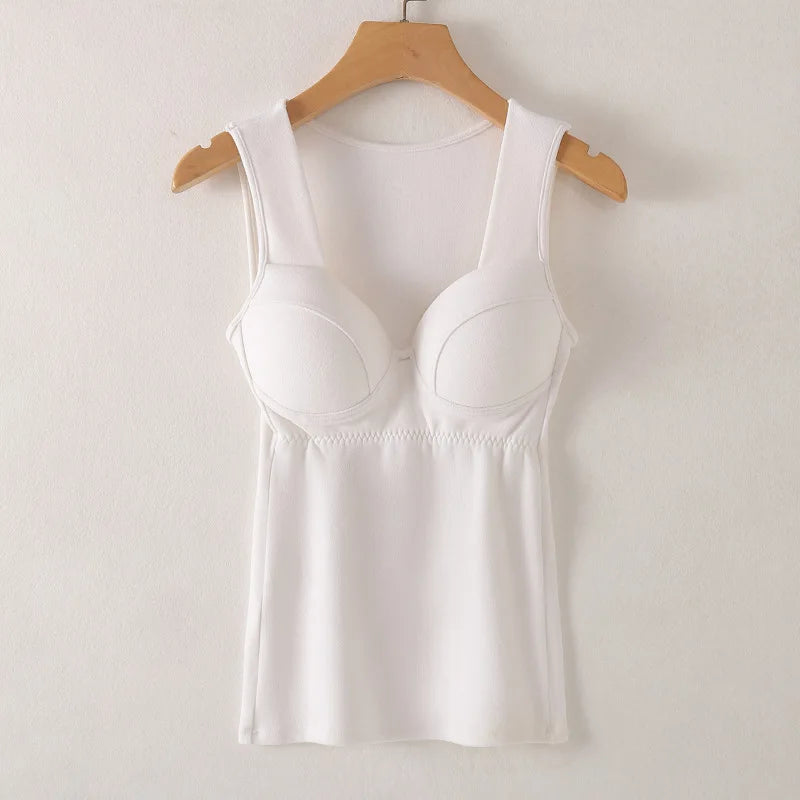 Thermal Vest German Velvet Chest Pad Underwear Bottoming Shirt Women Autumn Winter Sleepwear Top One Piece Pajamas Lingerie