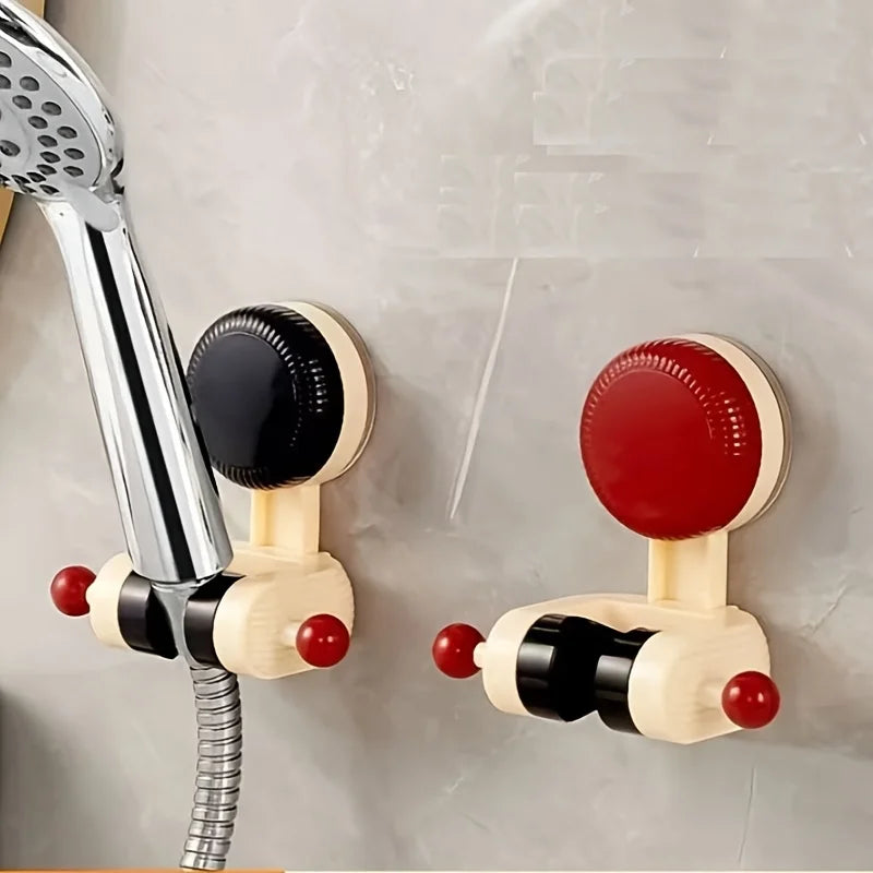 Adjustable Suction Cup Shower Head Holder No Drill Bathroom Wall Mount, Fit for Rainfall & Handheld Showerheads, Durable Plastic