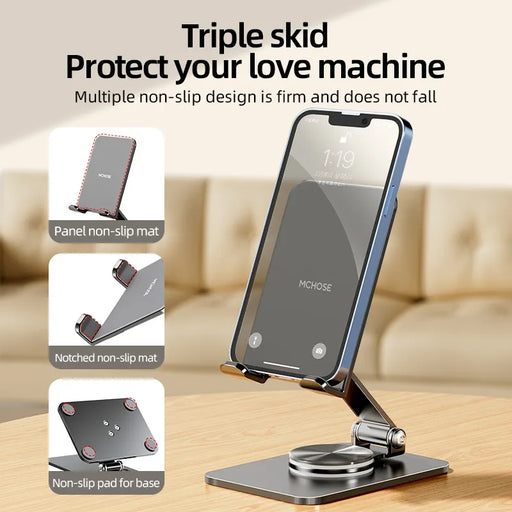 MC F01 Phone Holder Desktop Phone Swivel Stand Foldable Metal Tablet Stand for iPhone 14 13 iPad Pro Air Universal Stand