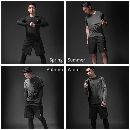 ROCKBROS Men's Tracksuit Gym Fitness Running 5 Pcs/Set Quick Dry Sweat-absorb Compression Sport Suit Clothes Jogging Sport Wear