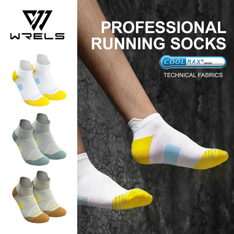 WRELS Coolmax Sports Socks Breathable Moisture-Wicking Arch Support Damping Socks Professional Sports Socks Hiking Running Socks