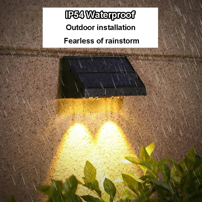 Solar Wall Lamp Outdoor Waterproof Warm White Fence Light Solar Powered Garden Light for House Number Address Sign Patio Balcony