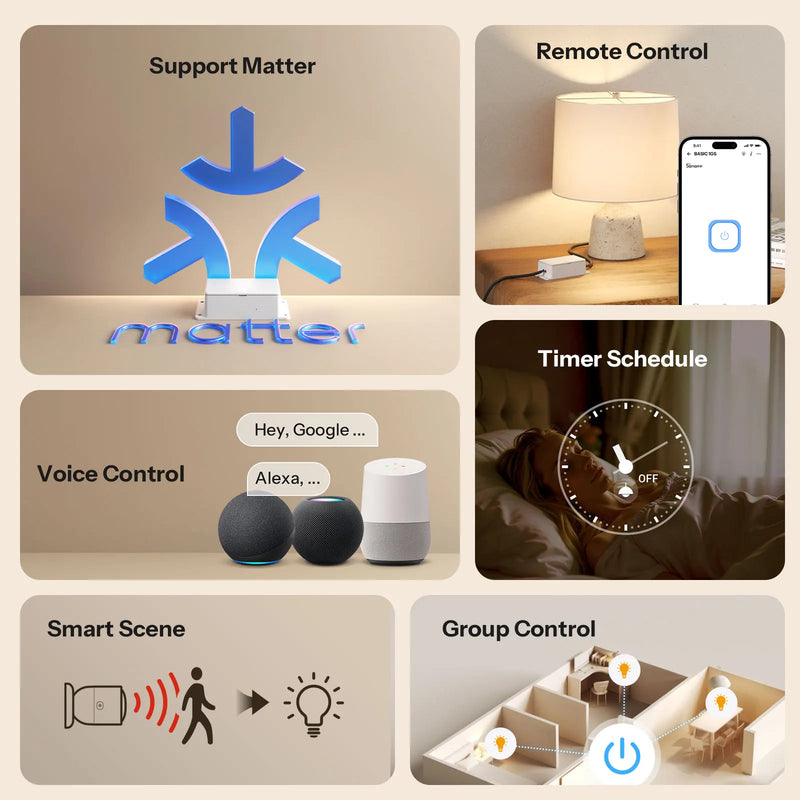 SONOFF BASIC-1GS Matter Over WiFi Smart Switch Basic Gen5 Matter Protocol Large Touch Surface Reliable Work With Apple Ecosystem
