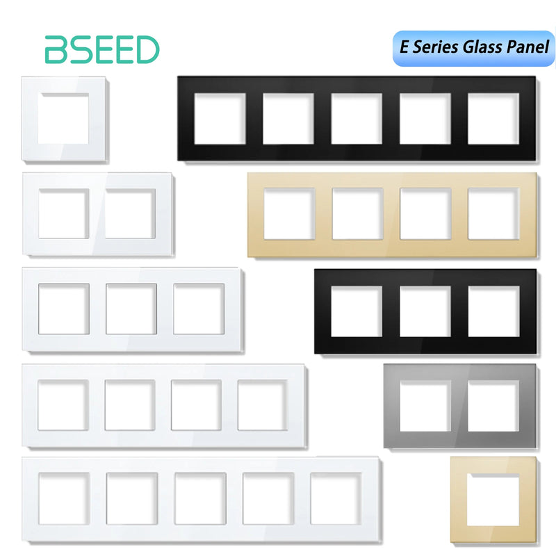 BSEED E Series Crystal Panel Wall Socket Frame Glass Panel 86/157/228/299mm White Black Gold Gray