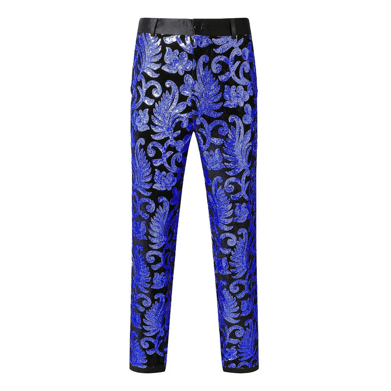 2026 New Men's Red Suit Pants, Blue Sequined Stage Performance Pants, Purple, Green, and Gold Options Available.