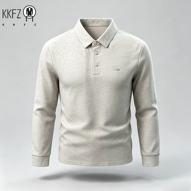 New Mens Lapel Long Sleeve Polo Shirts Anti Wrinkle Soft Touch Fabric Slim Silhouette Office And Daily Wear Tops