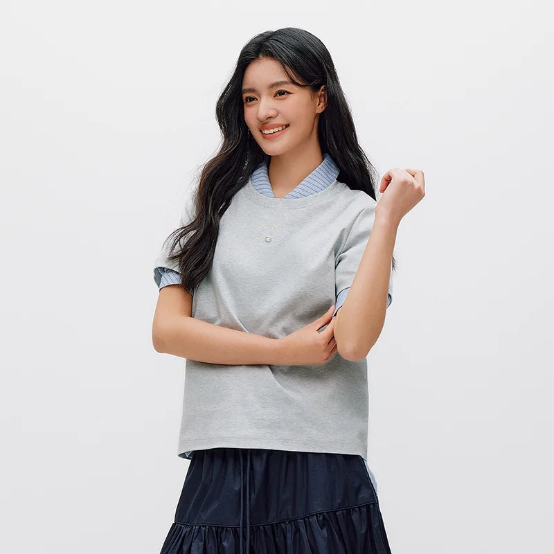 Semir Women Tshirt Soft Touch Crew Neck Embroidery Short Sleeve Summer 2026 Casual Everyday Fashion Style Top Tee