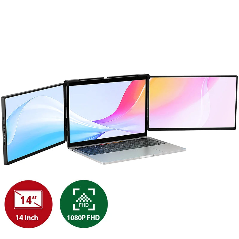 UPERFECT UStation Z 14 Tri Screen Laptop Monitor Extender Triple Display Portable Workstation For Dell Mac ASUS HP Plug & Play