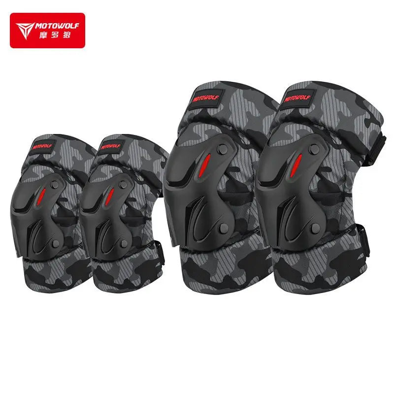 ឈុតការពារជង្គង់ម៉ូតូ Motowolf ឈុតការពារកែងដៃសម្រាប់ជិះលេងក្រៅផ្ទះបួនរដូវ ការពារការធ្លាក់ សម្រាប់បុរសស្ត្រី