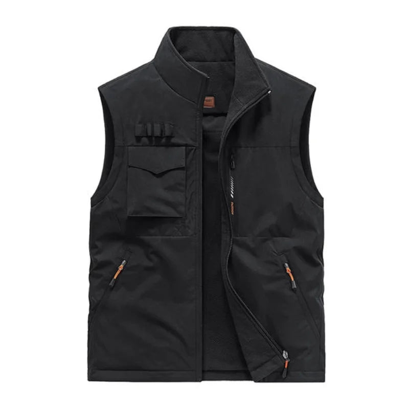Double sided wear workwear style  Asian Size  Men Autumn and Winter warm sleeveless vest with fleece casual versatile
