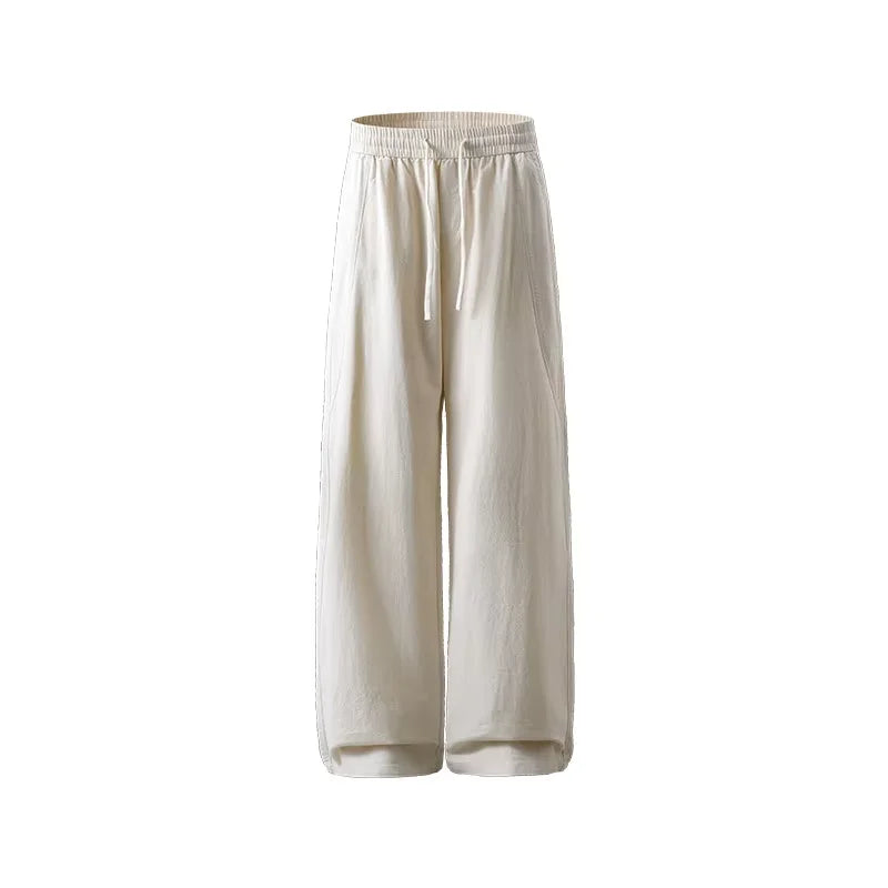 DUKEEN Men's Tencel Lyocell Wide Leg Pants Summer Breathable Lightweight Loose Fit Straight Leg Casual Trousers
