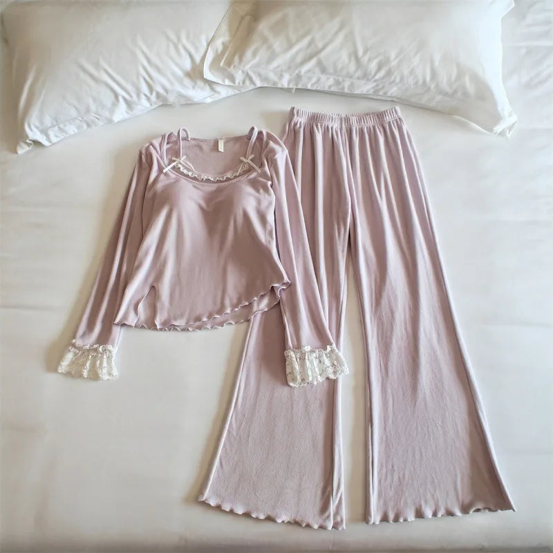 Warm Pyjamas Femme New Winter Sleepwear For Sleeping Thick Island Velvet Pajama Sets Chest Pad Top Home Suit For Women Clothes
