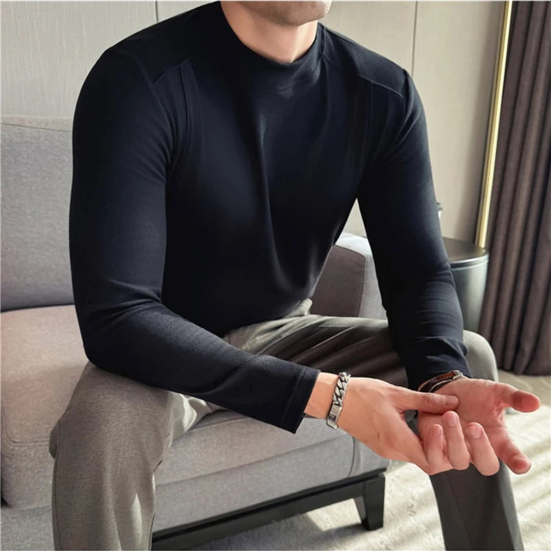 Men's Slim Fit Long Sleeve T-Shirt, Soft Fleece Lined for Daily Casual and Home Wear, 3 Colors