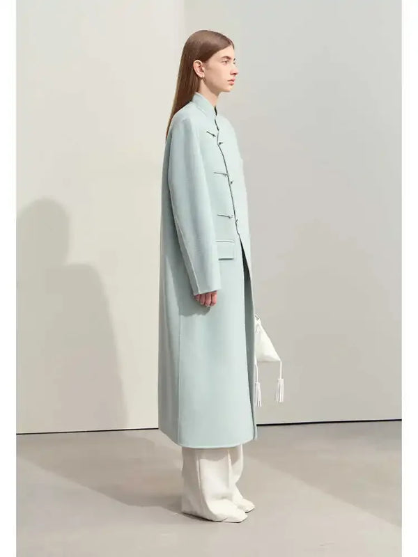 Amii Minimalist Winter Clothes Women 2026 Long Coat 100% Woolen Coat New Chinese Style Office Lady  Soild Loose Jacket 12424017