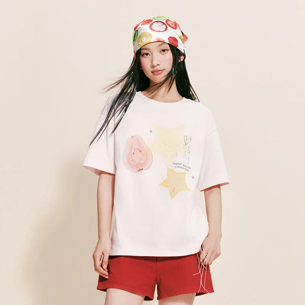 អាវយឺត Semir សម្រាប់នារី ធ្វើពីកប្បាស លំនាំផ្លែឈើ ប្រវែងមធ្យម រលុង អាវយឺត Lazy Sweet រដូវក្តៅ ឆ្នាំ២០២៦ អាវធម្មតា